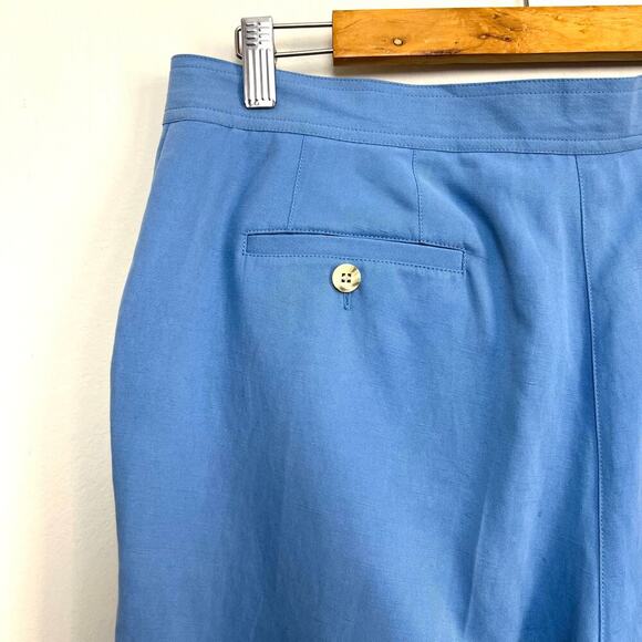 Vintage 90s Liz Claiborne Silk Linen Blue Open Front Blazer Trouser Suit Set 10 - Picture 10 of 14